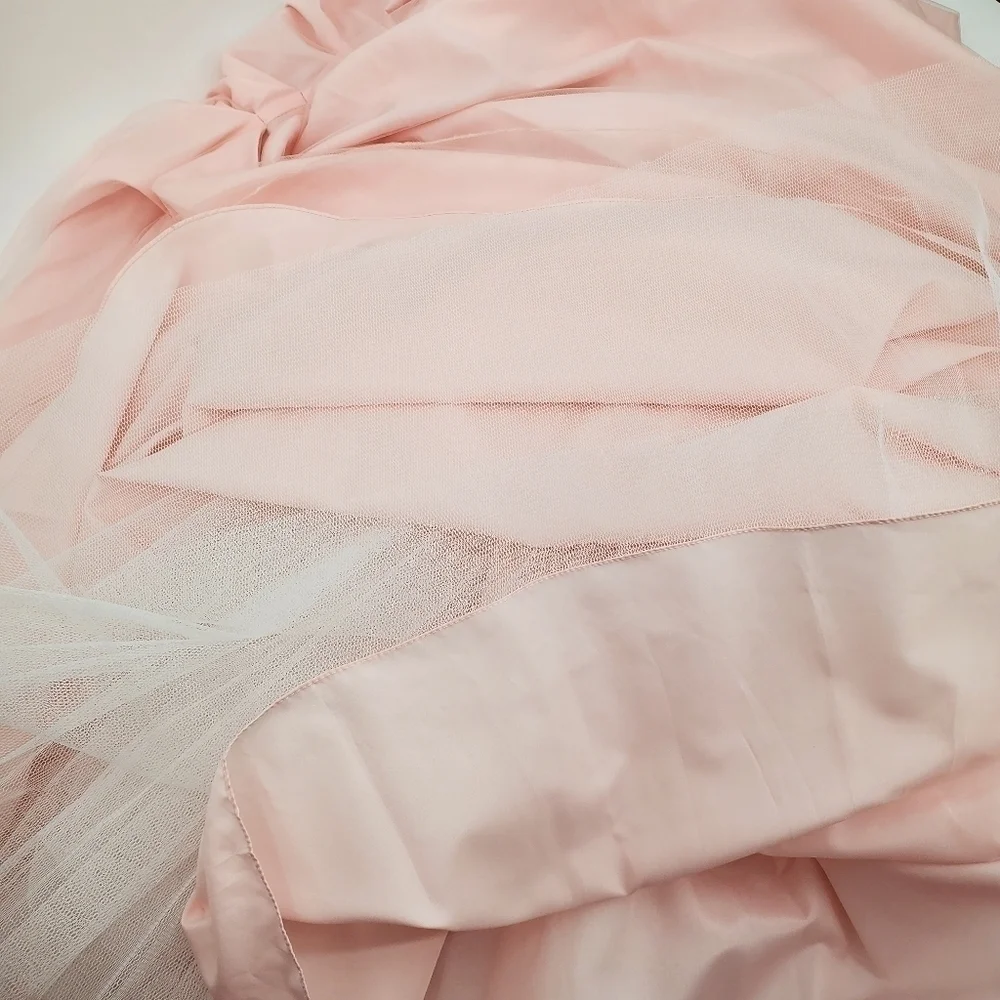 David's Bridal Pink Beaded Floor Lenght Gown